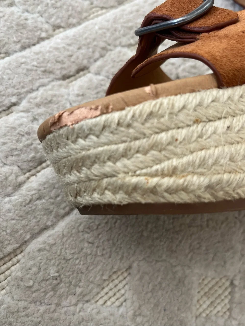 Lucky Brand Tan Suede Espadrille Wedge Sandals
